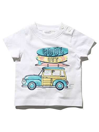 M&Co Baby Boys Short Sleeve Slogan Car Print Cool Guy Cotton Casual Jersey T-Shirt White 6/9 Mnths