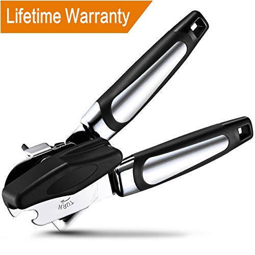 Apriscatole manuale 3 in 1. In acciaio INOX, apriscatole, apribottiglie tappo e aprilattine, con manico antiscivolo per aprire barattoli dal bordo liscio e facile da appendere, ergonomico