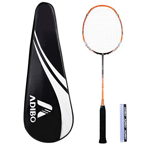 Preisvergleich Produktbild Federballschläger Set, Adibo Ultra-Licht Schlanke Carbon Shaft Badmintonschläger Badminton Racket mit Tragetasche Griffband für Outdoor Indoor Sports--Angriffstyp