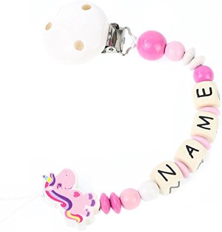 Premium Dummy Chain with Name Wooden Model Unicorn in many colours
