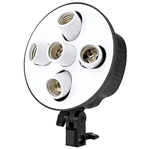 NEOHOOK 5 in 1 E27 Photo Studio Bulb Holder Base Socket Lamp Bulb Holder Adapter for Photo Video Studio Softbox Video Light - Black
