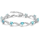Yellow Chimes Crystals Royal Hearts Platinum Plated Bracelet for Women &amp; Girls (Turquoise)