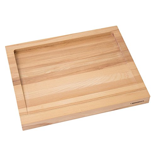 NATUREHOME Schneidebrett Holz groß ca. 50×40 cm massiv mit Saftrille zweiseitig verwendbar Tranchierbrett Küchenbrett - 3