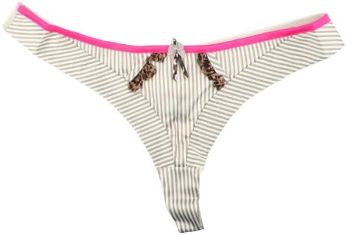 Mink & White Striped Animal Trimmed Thong Edged in Hot Pink Size 18