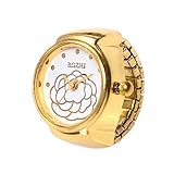 Gaddrt Ringuhr Fingeruhr Uhrenring Neue Zifferblatt Quarz Analog Kreative Stahl Cool Elastic Quarz Uhr Armbanduhr (Gold)