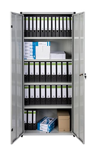 XXL Metallschrank in Hellgrau mit 4 höhenverstellbaren Böden. Außenmaß 80 x 44 x 180 cm. Solide Konstruktion, TÜV geprüft. - 3