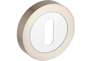 HIATT HARDWARE Designer Levers - Door Lock Keyhole - Door Escutcheon - Screw-on Rose - Dual Finish Polished and Brushed Nickel - 1 Pair - Fixings Included