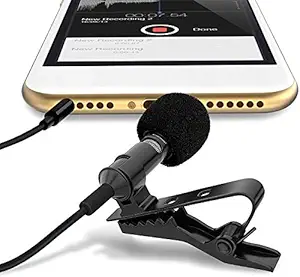 CEUTA Professional Lavalier Lapel Clip-on Metal Microphone 3.5mm Omni Directional Condenser Mic with 1.25m Cable (Black)