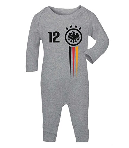 Fanartikel zur Fussball EM Frankreich Baby Geschenk Baby Strampler Strampelanzug 12 – 18 months Grau
