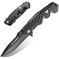 Yimidon Coltelli Militari Tattico, Coltello Militare Pieghevole, Lama in Acciaio Inossidabile, Maniglia in Alluminio, Ergonomico Per Attività Di Sopravvivenza All'aperto(Nero)