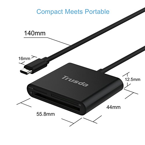 Trusda CR2C Type C superschnelles Aluminium-USB 3.0 3-in-1 Katenlesegerät für SD/CF/Mikro-SD - 5