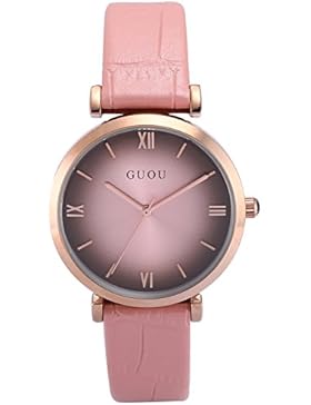 EASTPOLE Fashion Damenuhr Rosa Lederband Quarz Damen Armbanduhr WK1232