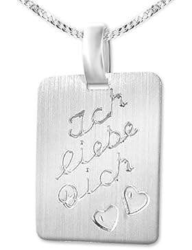 CLEVER SCHMUCK-SET Silberner Anhänger rechteckige Form abgrundet matt