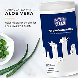 Pet Grooming Wipes for Dogs & Cats - Clean Your Pets Without Water, Pet Cleaning Wipes, Dog Wipes, Cat Wipes, Remove Dirt and Odor (50 Pulls Per Canister) (Pack of 2) by PET Clean