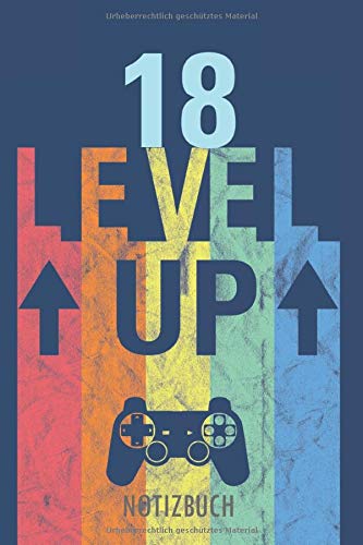 18 Level Up Notizbuch Alles Gute Zum Geburtstag Ein Liniertes Notizbuch Junge Erwachsene 18 Jahre Alt Im Stylischen Vintage Gaming Design