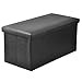 Beyondfashion 76cm x 38cm x 36cm Large Double Faux Leather Ottoman Folding Storage Pouffe Toy Box Foot Stool Seat (Black)