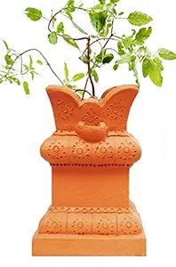 Craftsman India online Clay Tulsi Planter/Pot (12 Inch, Terracotta)