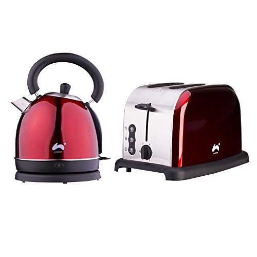 Als Direct Ltd ? groß Schnell kochen Dome Wasserkocher + 2 Slice Toaster breit Slot Set - rot