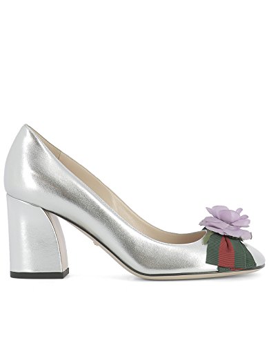 Preisvergleich Produktbild Gucci Damen 453359B8m608137 Silber Leder Pumps