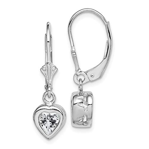 925 Sterling Silver 6mm Heart Cubic Zirconia Cz Leverback Earrings Lever Back Drop Dangle Love Fine Jewellery For Women Gifts For Her