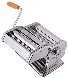 HIMAN FRENJNI Stainless Steel Pasta Maker & Roller Machine, Noodle Making Dough Roller Cutter Machine Hand Crank and Clamp for Spaghetti and Lasagna Tagliatelle Fettuccine