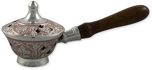 Frying PaN Wooden Handle Brass versilb.-Salmon Colour