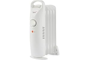 Geepas Oil Filled Radiator Heater 450W, 5 Fin | Mini Portable Electric Heater Adjustable Thermostat Overheat Protection Energy Efficient Heating | 2 Year Warranty White