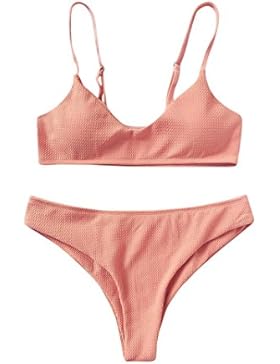 Bekleidung AMUSTER Bademoden für Damen Frauen Bikini Set Push Up Bikini Bandeau Neckholder Strand Bralette Bademode...