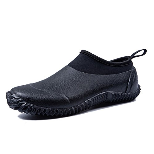 Preisvergleich Produktbild TENGTA Unisex Wasserdicht Neopren Gummistiefeletten Damen rutschfeste Gartenschuhe Herren Regenstiefel Schwarz 43