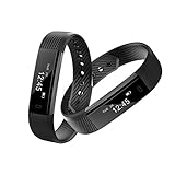 kingko Smart Watch Damen Fitness-Tracker ID115 Intelligente Uhr Herzfrequenz-Überwachung Schlafüberwachung Informationen Erhalten IP67 Wasserdicht Kompatibel mit Android und IOS (Schwarz)
