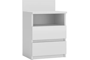WHATSIZE ENTERPRISE Chest of Drawers for Bedroom, White 2 Drawer Bedside Cabinet with Shelf, Dresser for Clothes Storage, Bedroom Furniture, Easy Assembly