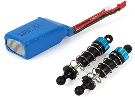 Dazhong 2Pcs 65mm Machined Alloy Aluminum Shock Absorber Dampe and 1 Pieces 7.4V 1100mAh Li-Po Helicopter Battery for Car 1/18 Wltoys A959 A969 A979 Upgraded Hop-up Parts (Blue)
