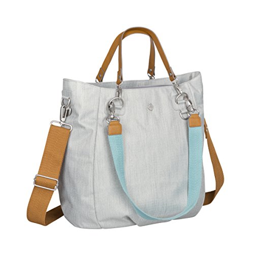 Lassig Green Label Mix 'n Match Diaper Bag Shoulder Bag Handbag Tote-Bag includes Matching Insulated Bottle Holder, wipeable Changing Mat, Stroller Hooks and lots of compartments, has different Colored Straps to Change Length of Bag, Light grey