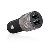 Lieferumfang: 2-fach USB Autoladegerät 12V / 24V mit gummiertem Schaft, Alu Kopf und Soft-LED. Mit 4800mA / 24W geeignet für Smartphone, Tablet und Powerbank
