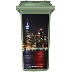 Panneau New York City At Night Sticker pour poubelle à roulettes, Small