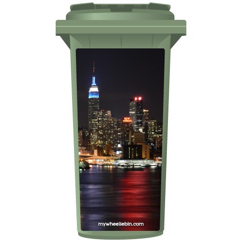 Panneau New York City At Night Sticker pour poubelle à roulettes, Small
