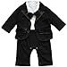 iiniim 2pcs Baby Boys Wedding Gentleman Jumpsuit Bow Tie Romper + Suit Coat Costumes Outfits Sets 12-18 Months