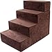 Produktbild Hundetreppe Für Mittlere Hunde Für Hohes Bett, 4 Schritt-Schwamm-Wildleder-Haustier-Katzen-Schritt-Schemel Für Bettsofa, Brown Haushaltsleiter