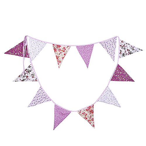 Double Sided Fabric Party Bunting with Vintage Chic Floral Design, 3.8 Meters