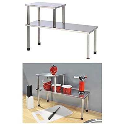 Unbekannt Étagère de cuisine en acier inoxydable 45 x 16 & 22 X 16 Évier Étagère d'angle de cuisine étagère avec pieds en caoutchouc antidérapants