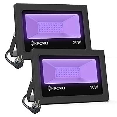 Onforu Lot de 2 Lampe 30W Lumière Noire, UV Projecteur LED, IP66 Imperméable, Projecteurs Disco Spot Ultraviolet, Eclairage de scène, jeu de lumières pour boum soirée fluo, Prise Secteur Française, Parfait pour DJ Club, une ambiance festive dans une…