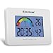 Produktbild Excelvan digitale Funkuhr Funkwecker Radio Kontroll Alarm Uhr Tischuhr mit Thermometer Hygrometer Temperaturanzeige Feuchtigkeit Zeit Kalender LCD Display Weiß