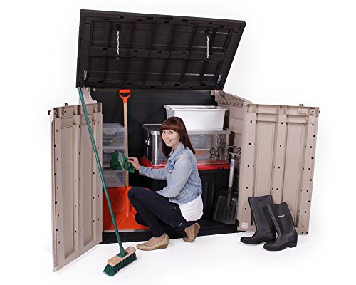 Keter Store It Out Max Gartenbox Mülltonnenbox Gerätebox Schuppen für 2 x 240 Liter Mülltonnen (Beige Braun) - 5