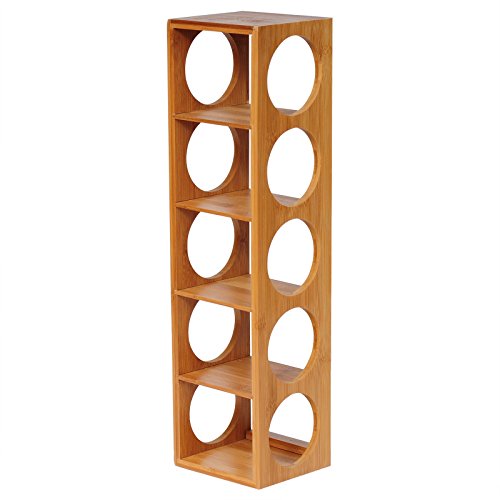WOLTU RG9260br Bambus Weinregal Weinflaschenregal für 5 Flaschen Wein Stapelbar - 3