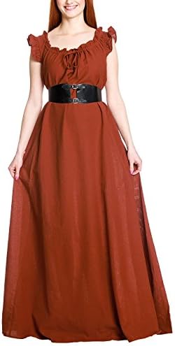 Medieval Women Dress with Ruffles Brown - L/XL
