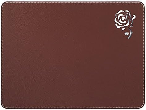 Nikalaz Table Placemats Set of 2, Dining table mats - Burgundy rose, Italian Recycled Leather, Rose Table Mats, 40x30 cm (dark burgundy)