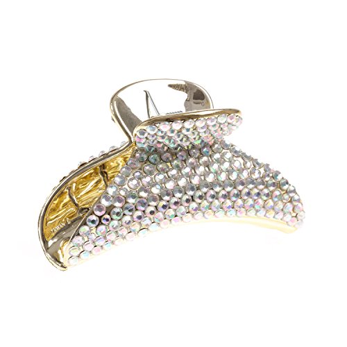 Claire's Women's Metallic Diamante Hair Claw in Gold/Silver