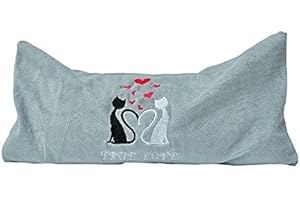 AUMÜLLER KORBWAREN Cat Plush Cushion 'Love Silver Vine 32 x 20 cm