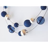 Polariskette Kette blau silber Statementkette dunkelblau