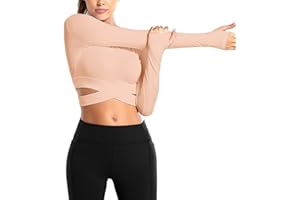 ORANDESIGNE T-Shirt Femme Sport Top Courts Activewear à Manches Longues Pilate Yoga Entraînement Fiteness Running Crop Tops